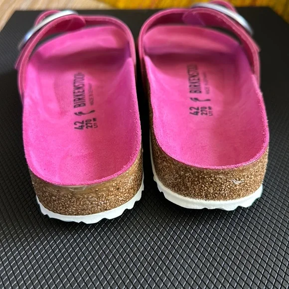 Birkenstock Madrid Big Buckle Nubuck Fuchsia Tulip + Brushed Silver 11-11.5 M/N - Picture 8 of 9